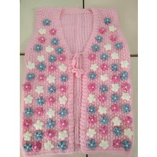 Mabelme Store Incili Elişi Papatyalı Yeni Model Gelin Yeleği Pembe