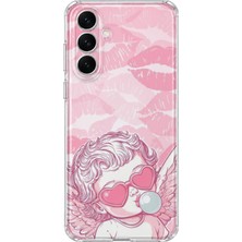 Mobilpad Samsung Galaxy S25 Plus Uyumlu Dudaklar ve Melek Desenli Şeffaf Telefon Kılıfı