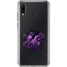 Mobilpad Samsung Galaxy A20/A30 Uyumlu Çiçek Kalp Desenli Şeffaf Telefon Kılıfı