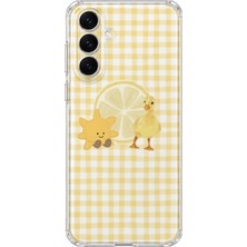 Mobilpad Samsung Galaxy S25 Plus Uyumlu Ördek ve Güneş Desenli Şeffaf Telefon Kılıfı