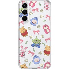 Mobilpad Samsung Galaxy S24 Uyumlu Winnie Kolaj Desenli Şeffaf Telefon Kılıfı