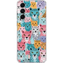 Mobilpad Samsung Galaxy S24 Plus Uyumlu Leopar Desenli Şeffaf Telefon Kılıfı