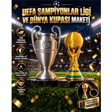 Flexis Şampiyonlar Ligi Kupası ve Dünya Kupası Futbol Ödülü Maketi Seti Dünya Kupası Anahtarlık Hediyeli