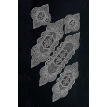 Mabelme Store 5 Parça Salon Takımı Fransız Dantelli Salon Takımı - Gri