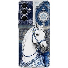 Mobilpad Samsung Galaxy A27 Uyumlu Beyaz At Desenli Şeffaf Telefon Kılıfı