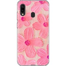 Mobilpad Samsung Galaxy A20/A30 Uyumlu Pastel Çiçek Desenli Şeffaf Telefon Kılıfı