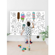 SBN - Store (PSTER21318) Tatlı Dondurmalar Eğitici Dev Boyama Kağıdı, Çocuklar Için Aktivite Boyama Rulosu (90X130CM)