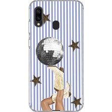 Mobilpad Samsung Galaxy A20/A30 Uyumlu Disco Topu Desenli Şeffaf Telefon Kılıfı