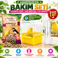 Kanarya Yemi + Kuş Banyosu + Kuş Suluğu 3'lü Kanarya Bakım Seti | Gold Wings