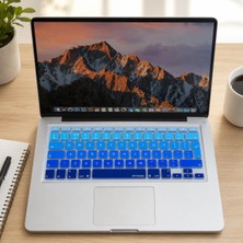 Str Store MacBook Klavye Koruyucu Uyumlu Silikon Ince Yıkanabilir Kaplama Film Avrupa Ingilizce Ters L Enter Air Pro Eski USB Li Modeller 2008-2017 Uyumlu Lacivert Mavi
