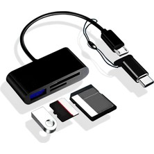 Str Store A5256 Type-C Micro USB 3in1 Sd Micrsd Kart Okuyucu Otg Çevirici Kablosu x 2 Adet