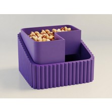 Mabelme Store 3D Baskı Fıstık Kasesi - Çift Hazneli Kabuk Ayırıcı Sunum Kasesi - Mor Mor