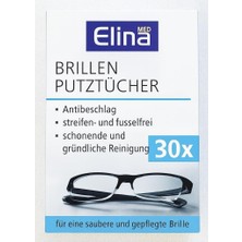 SBN - Store Elina Med Brillenputztücher Gözlük Temizleme Mendili, 30'lu Tek Kullanımlık Islak Mendil – Buğu Önleyici, Iz-Tüy Bırakmaz, Antistatik & Hijyenik Temiz