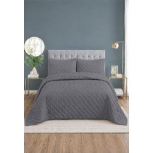Milena Çift Kişilik Yatak Örtüsü Seti 260X240CM - Volanlı 2 YASTIKLI%100 Polyester Modern Dekoratif - Antra Nevresim Takımı