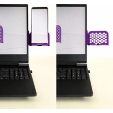 Mabelme Store 3D Baskı Monitor Telefon Tutucu - Petek Desenli Laptop Kenar Telefon Tutucu-Mor
