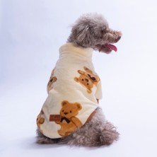 Pawstar Teddy Tales Kedi Köpek Ceketi Ayıcık Desenli Kalın Yumuşak Fermuarlı Kedi Köpek Kıyafeti Kedi Köpek Elbisesi