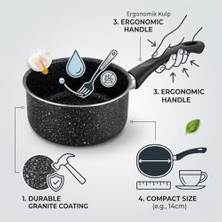 SBN - Store Granit Tencere, Siyah, Yapışmaz Kaplama, Ergonomik Sap, Indüksiyon Uyumlu, Yumurta ve Çikolata Pişirme Için