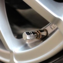SBN - Store Alüminyum Sibop Kapağı 4’lü Set – Hexagon Tasarım Metal Lastik Valf Kapağı Otomobil Bisiklet Motorsiklet (Titanyum Gri) (4, Gri Alüminyum)