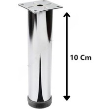SBN - Store Mobilya Kanepe Koltuk Çekyat Yükseltme Ayağı Tablalı Krom Metal 10 cm 4 Adet (Vidaları ile Birlikte)