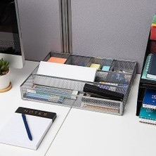SBN - Store Reader Ağ Koleksiyonu, 6 Bölmeli Malzeme Depolama, Çalışma Masası, Makyaj Veya Gereç Düzenleyici, Metal Örgü, 2'li Set, Gümüş