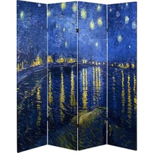 Stella Store Van Gogh 4 Kanatlı Oda Bölücü Çift Taraflı Kanvas Paravan