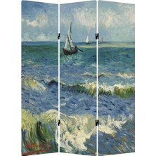 Stella Store Stellastore Vincent Van Gogh Deniz Manzarası 3 Kanatlı Oda Bölücü Çift Taraflı Kanvas Paravan