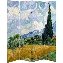 Stella Store Van Gogh 4 Kanatlı Oda Bölücü Çift Taraflı Kanvas Paravan