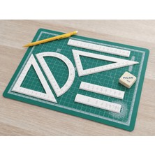 Mabelme Store 3D Baskı Geometri Cetvel Seti - Iletki, Gönye ve Ölçüm Araçları - Beyaz