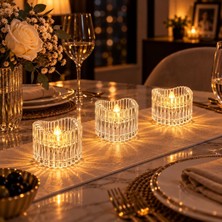 3 Adet Kristal Dalga LED Dekoratif Işık Pilli Masa Lambası 3303