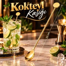 Kea Ev Eşyaları Gold Kokteyl Kaşığı 22 cm Uzun Saplı Bar Kaşığı Mocha Kahve ve Içecek Karıştırma Kaşığı