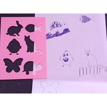 Mabelme Store 3D Baskı Hayvan Figürleri Çizim Şablonu - Çoklu Desen Kalıbı - Pembe