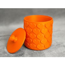 Mabelme Store 3D Baskı Kalp Desenli Kapaklı Saklama Kutusu - Iki Renkli Organizer - Turuncu