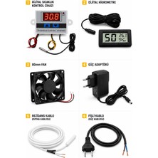 Garanti Kuluçka XH-W3001 Kuluçka Seti, Dijital Termostat, Fan, Adaptör, Higrometre, 1500W, 220V, 5 Parça