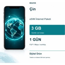 Mabelme Store Çin Esım Internet Paketi Günlük 3 GB 1 Gün - Fup 1 Mbps / Nonhkip