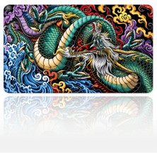 Urzuva Ember Dragon Yeşil 60X40 3mm Kalınlık Premium Gaming Oyuncu Mousepad, Anti Slip Xxl Mouse Pad