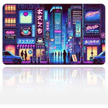 Urzuva Neon Tokyo Nights 60X40 3mm Kalınlık Premium Gaming Oyuncu Mousepad, Anti Slip Xxl Mouse Pad