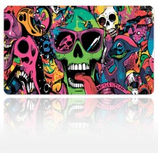 Urzuva Neon Skull Riot 60X40 3mm Kalınlık Premium Gaming Oyuncu Mousepad, Anti Slip Xxl Mouse Pad