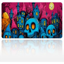 Urzuva Neon Skull Halloween 60X40 3mm Kalınlık Premium Gaming Oyuncu Mousepad, Anti Slip Xxl Mouse Pad