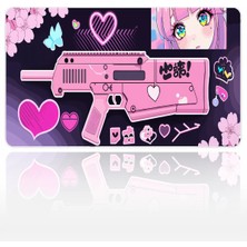 Urzuva Kawaii Blaster 60X40 3mm Kalınlık Premium Gaming Oyuncu Mousepad, Anti Slip Xxl Mouse Pad