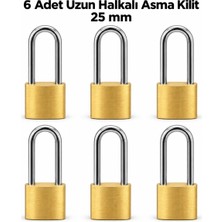 Trendhane 6 Adet 25 mm Uzun Halkalı Sarı Asma Kilit Seti – Anahtarlı