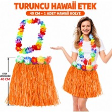SBN - Store Hawaii Luau Aloha Turuncu Püsküllü 40 cm Etek ve Hawaii Kolye Seti