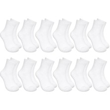SBN - Store Çocuk Beyaz Çorap 12'li Set Ince Dikişli Yumuşak Nefes Alabilen Okul Günlük Rahat Çorap 5-11 Yaş Seti