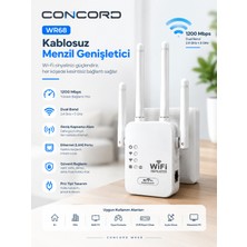 Concord 1200 Mbps Dual Band Kablosuz Wi-Fi Menzil Genişletici – Sinyal Güçlendirici Tekrarlayıcı