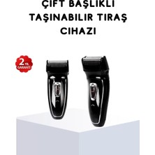 Mabelme Store Kablosuz Tıraş Makinesi Çift Başlıklı Kuru Tıraş Folyo Başlık Şarj Göstergeli