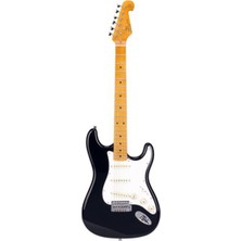 SX SST57+ Siyah Elektro Gitar 3/4 Boy Stratocaster ( Siyah ) Juniour Boy EB400 Kılıf Hediyeli