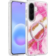 Mabelme Store Onegif Samsung Galaxy A56 Lotus Simli Magsafe Kapak - Pembe