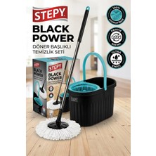 Stepy Black Power Döner Başlıklı Temizlik Kova Seti