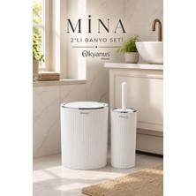Okyanus Home Mina Beyaz - Krom Yuvarlak 2'li Banyo Seti