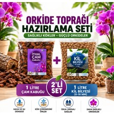 Hüskon Ticaret Oekide Toprağı Hazırlama Seti 2'li - 1 Litre Ithal Çam Kabuğu + 1 Litre Kil Bilyesi (8-16MM) Orkide Dikim ve Saksı Değişim Seti