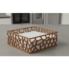 SBN - Store 3D Baskı Organik Desenli Peçetelik Kokteyl Peçete Tutucu 12,5X12,5 cm Delikli Peçete Standı - Bakır
